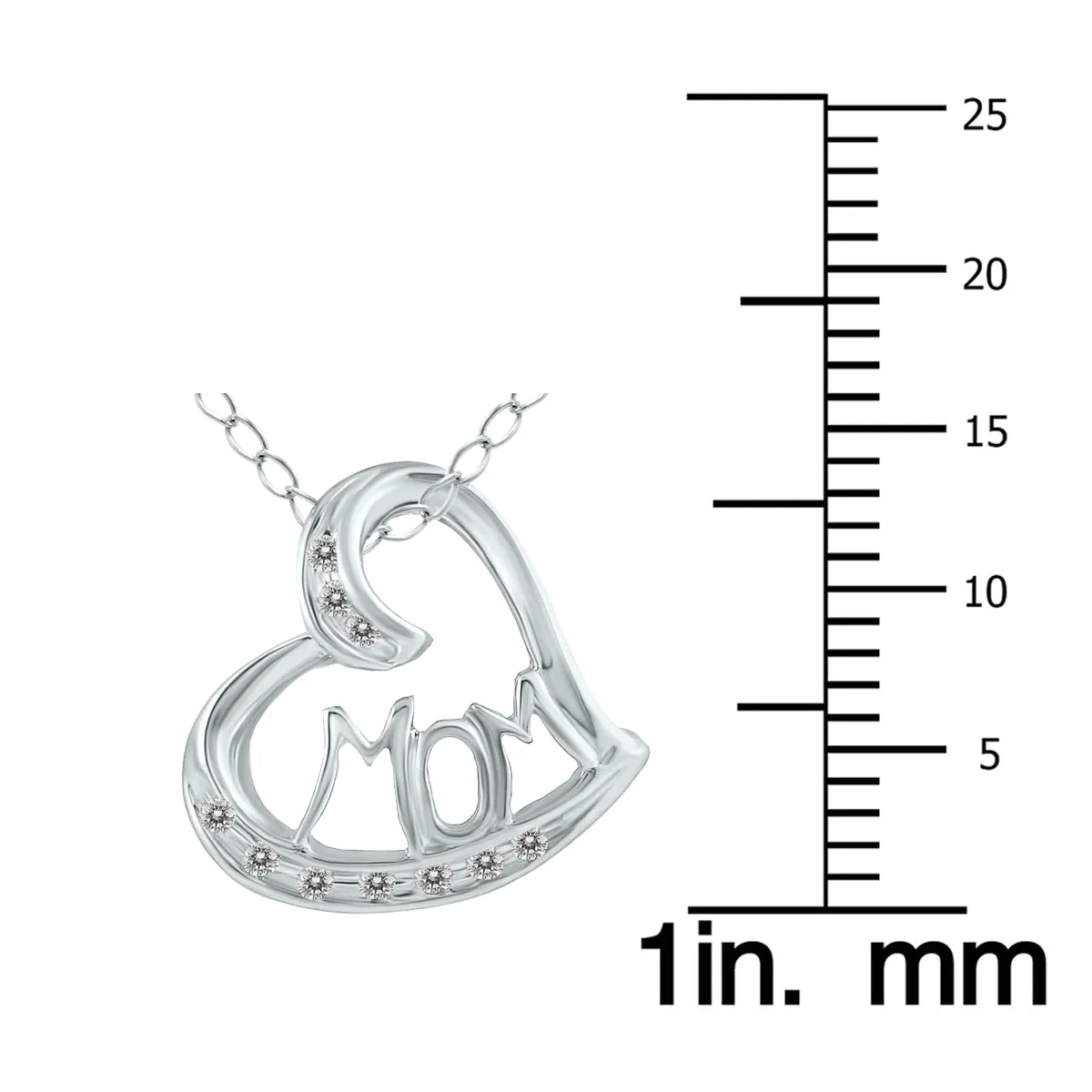 1/10 Carat Tw Mom Diamond Heart Pendant 10K White Gold