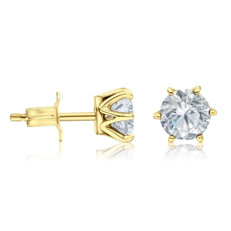 14K Gold Plated CZ Stud Earrings - 5mm December Birthstone