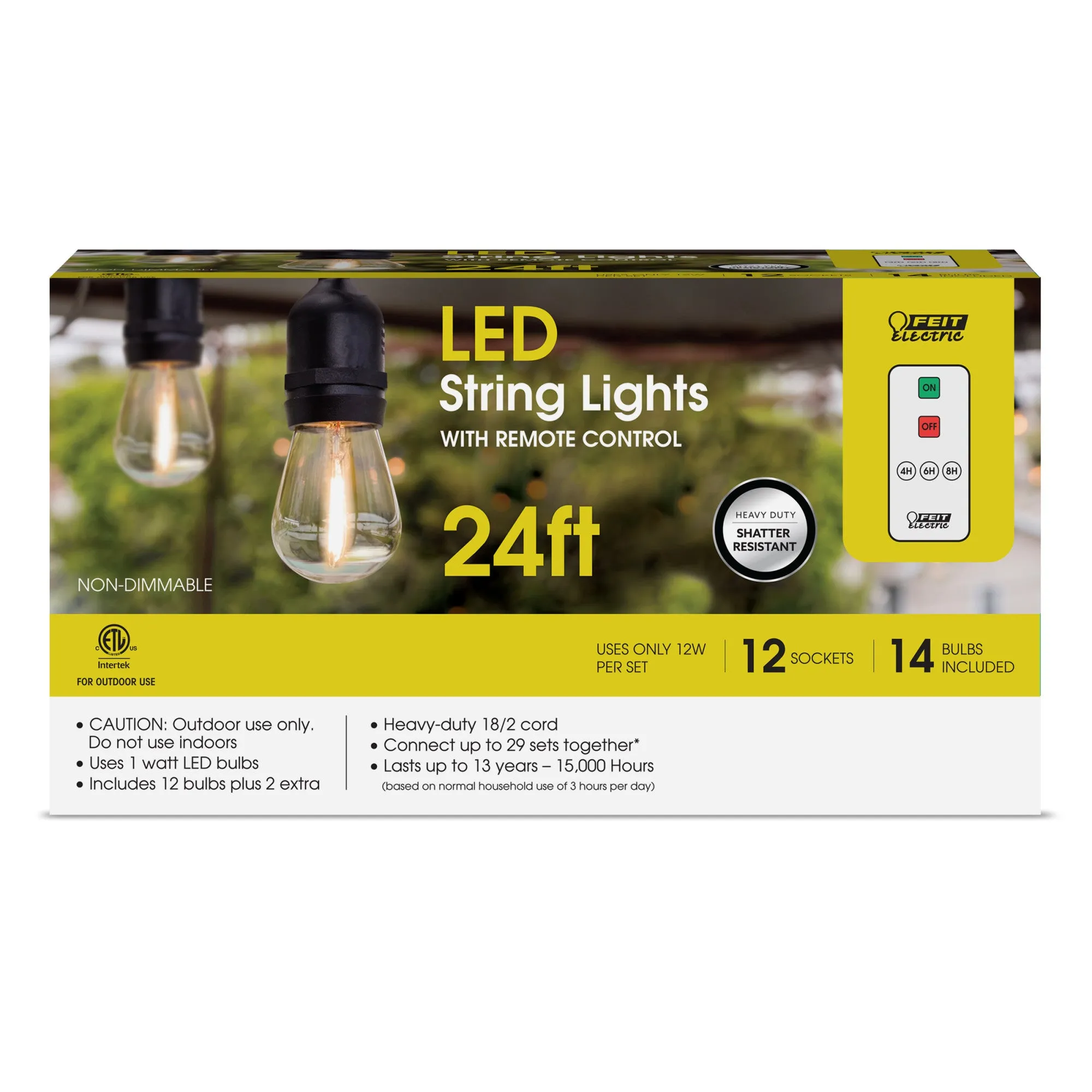 24 ft. 12W Soft White (2200K) LED S14 String Lights