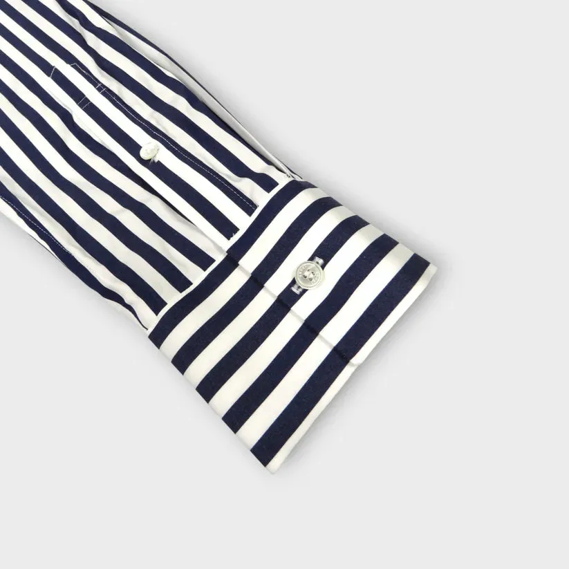 2407371 Striped poplin x wool melton shirt