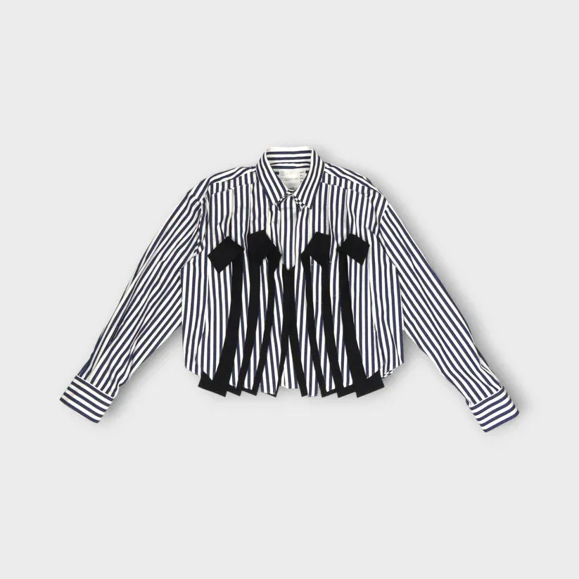 2407371 Striped poplin x wool melton shirt