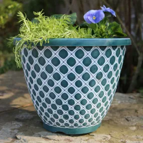 28cm Bell Quilt Recycled Green/White Plant Pot