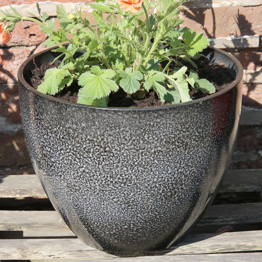 38cm Tall Egg Planter Ash Grey Glazed Plant Pot