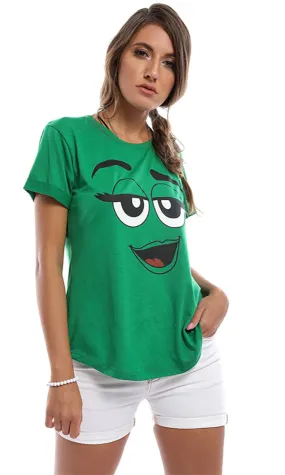 47859 M&M's Candy Character Face Green T-Shirt