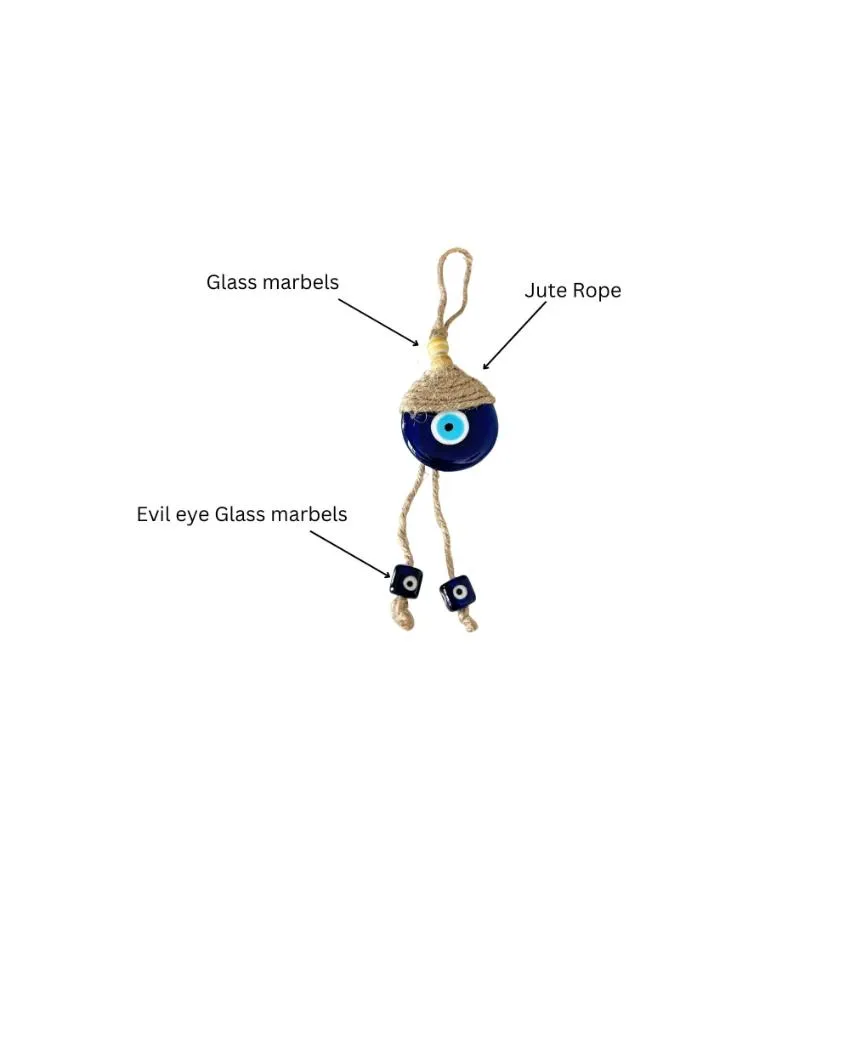 6 Beads Jutecap Home Entrance Hanging Car Evil Eye