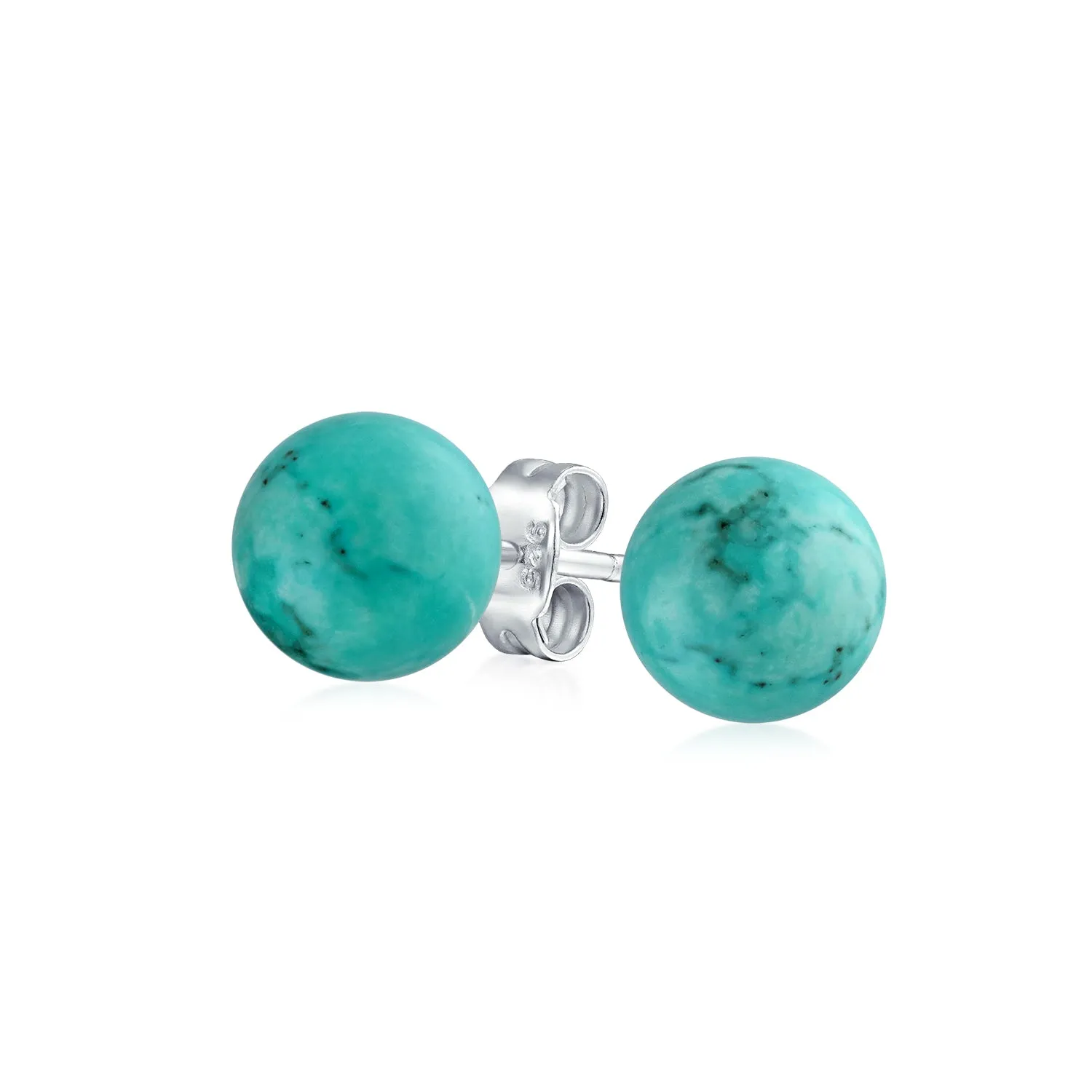 8mm Natural Gemstone Stud Earrings .925 Sterling Silver Birthstone Variety