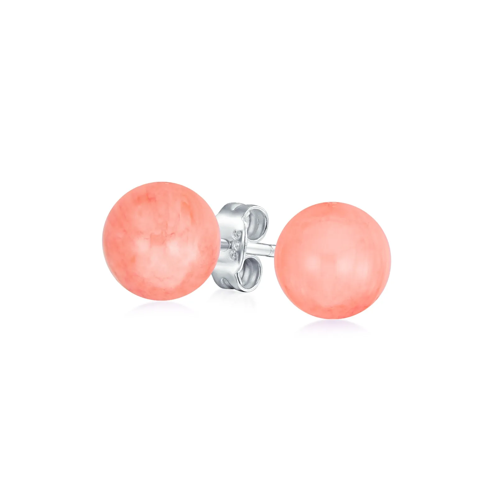 8mm Natural Gemstone Stud Earrings .925 Sterling Silver Birthstone Variety