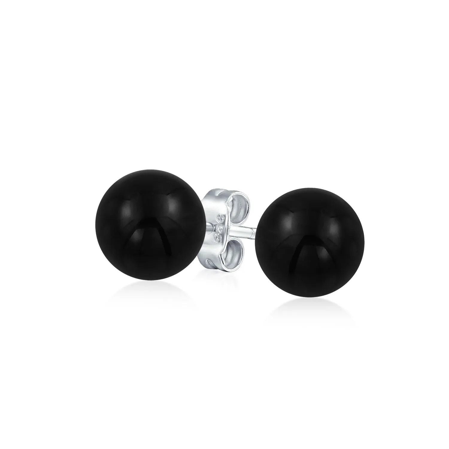 8mm Natural Gemstone Stud Earrings .925 Sterling Silver Birthstone Variety