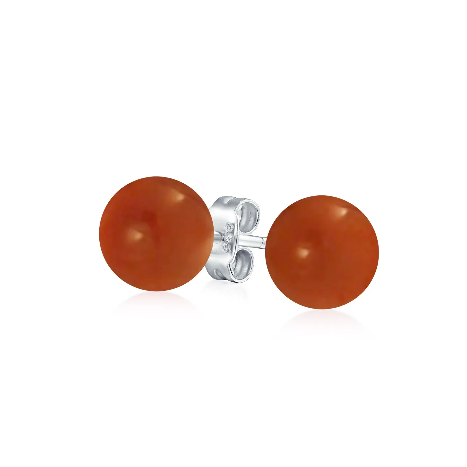 8mm Natural Gemstone Stud Earrings .925 Sterling Silver Birthstone Variety