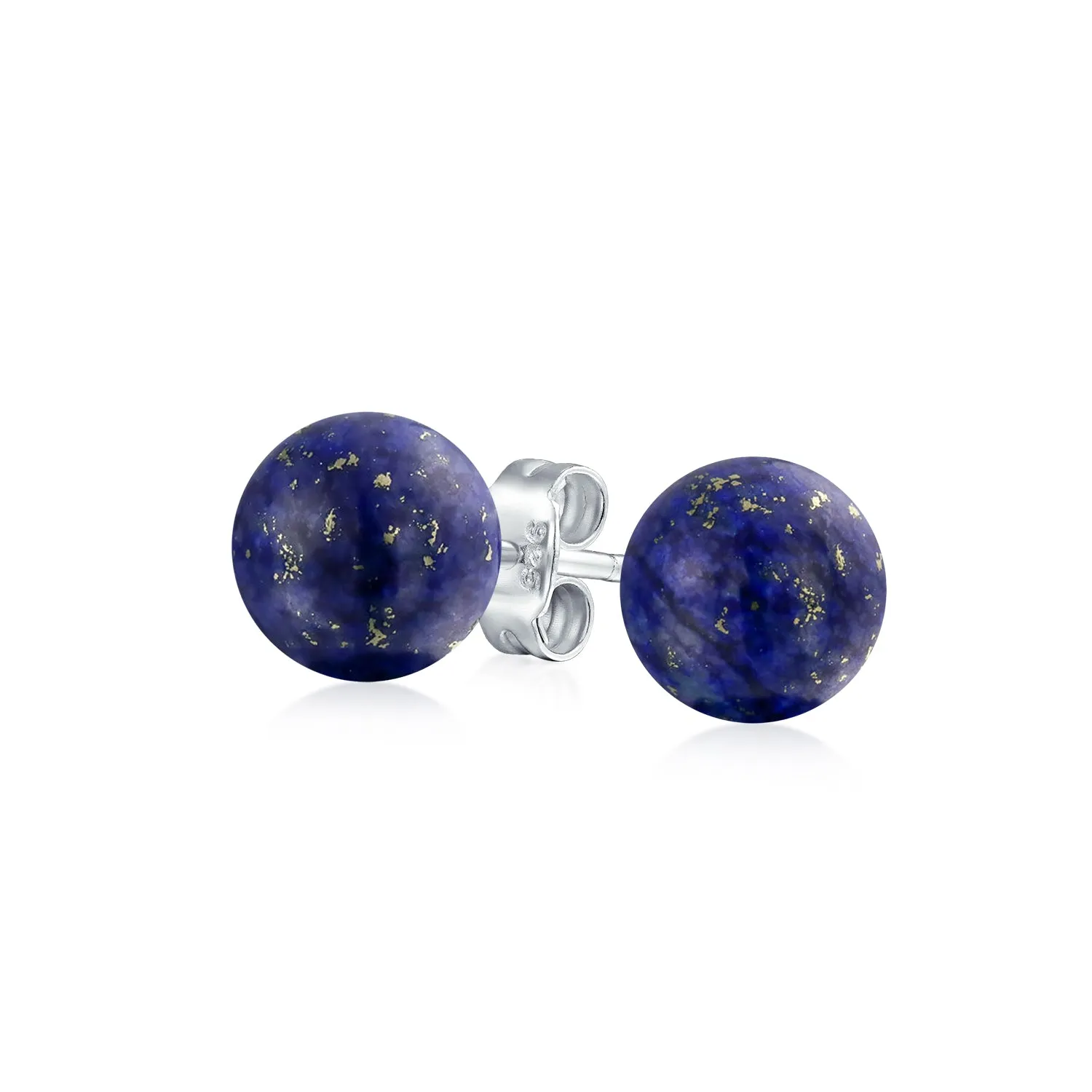 8mm Natural Gemstone Stud Earrings .925 Sterling Silver Birthstone Variety