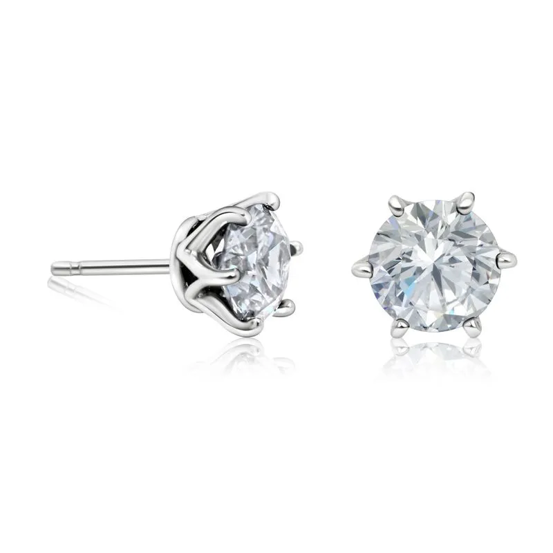 925 Silver White CZ Studs - Dec Birthstone, Handmade Gift