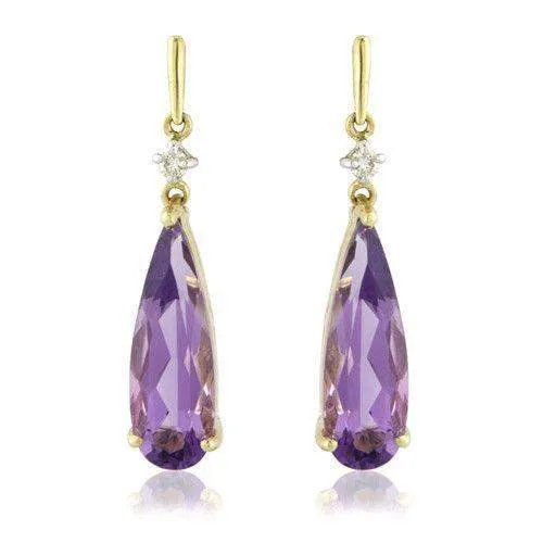 9ct Gold Diamond and Amethyst Earrings - MM7W12DAM