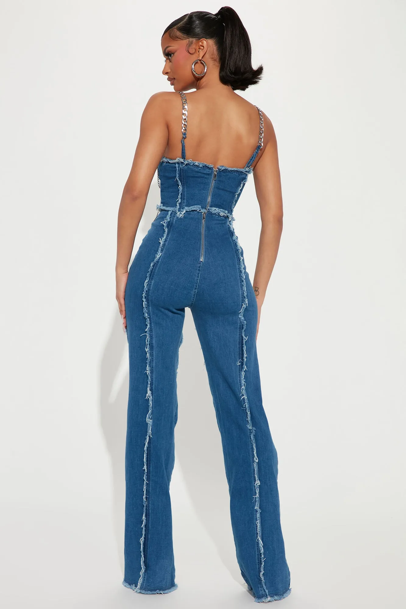 A Little Daring Chain Pant Set - Denim