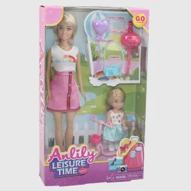 ANLILY CHILDREN'S DOLLS MOTHER AND DAUGHTER BLONDE HAIR SCOOTER