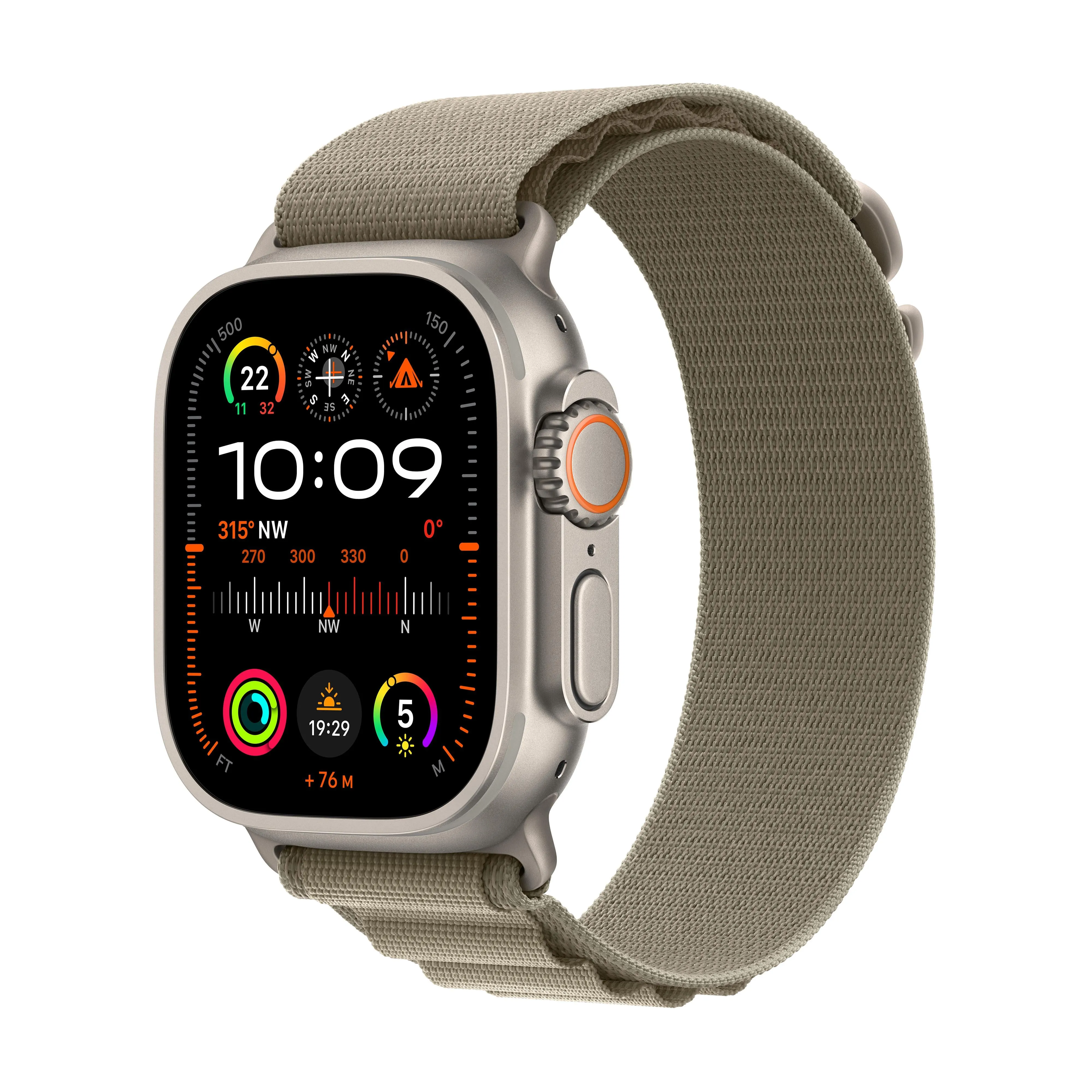 Apple Watch Ultra 2 GPS   Cellular 49mm Titanium Case with Olive Alpine Loop - Medium