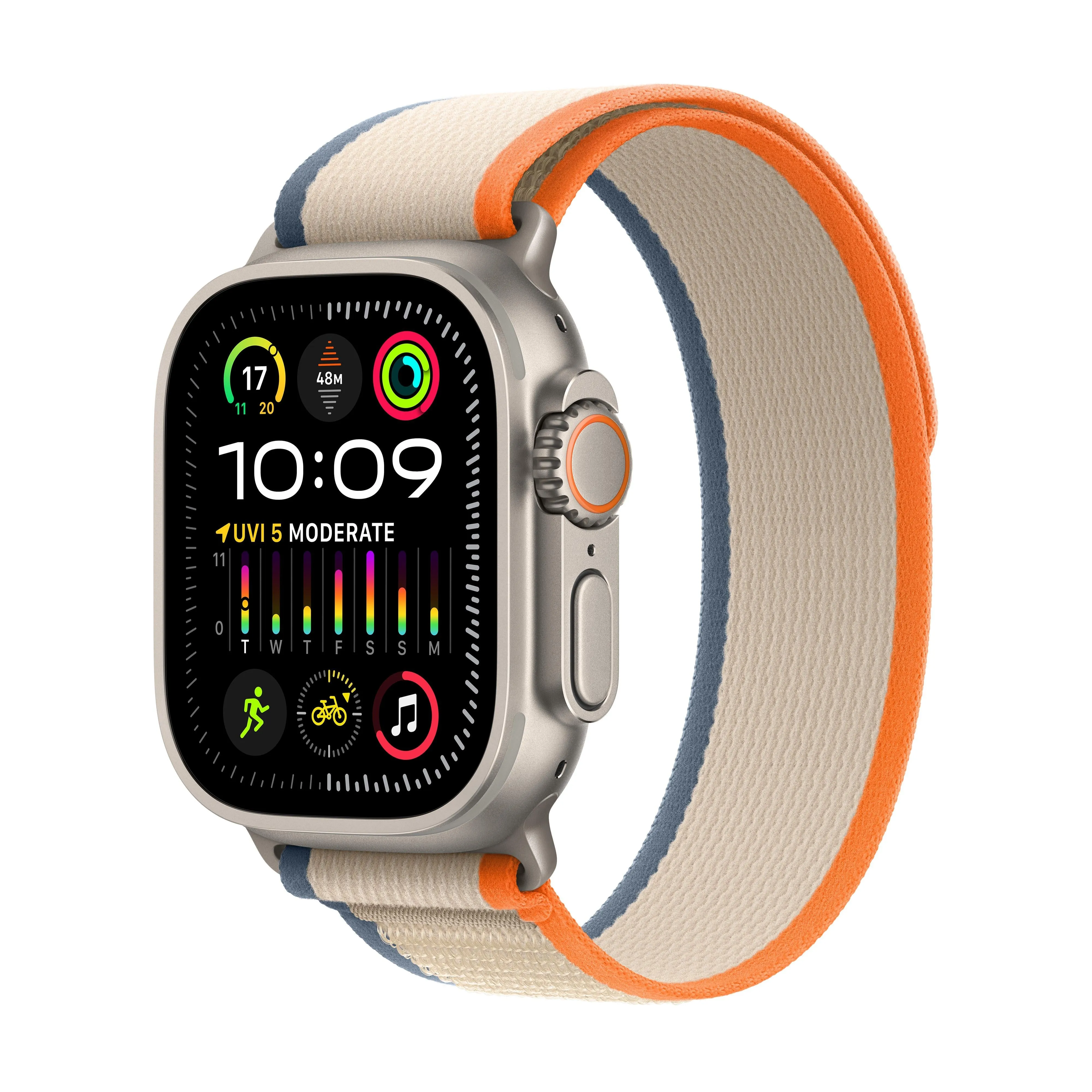 Apple Watch Ultra 2 GPS   Cellular 49mm Titanium Case with Orange/Beige Trail Loop - M/L