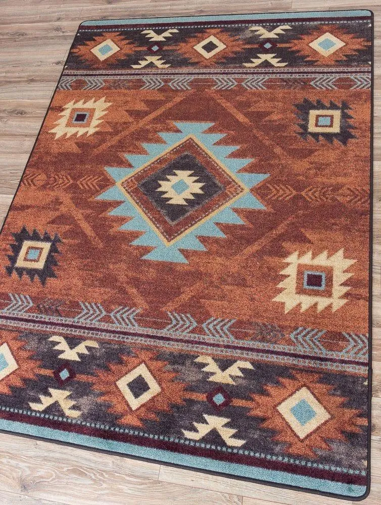 Aztec Whiskey River Rugs in Rust