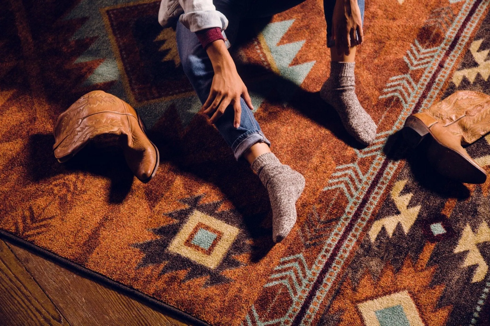 Aztec Whiskey River Rugs in Rust