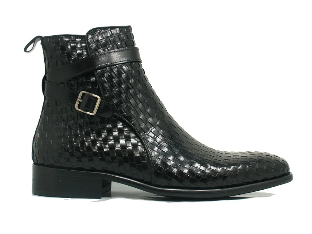 Basket Weave Calfskin Buckle Boot