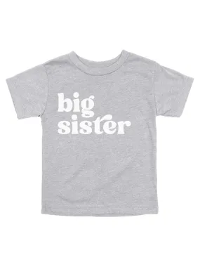 Big Sister Tee for Girls in Heather Gray