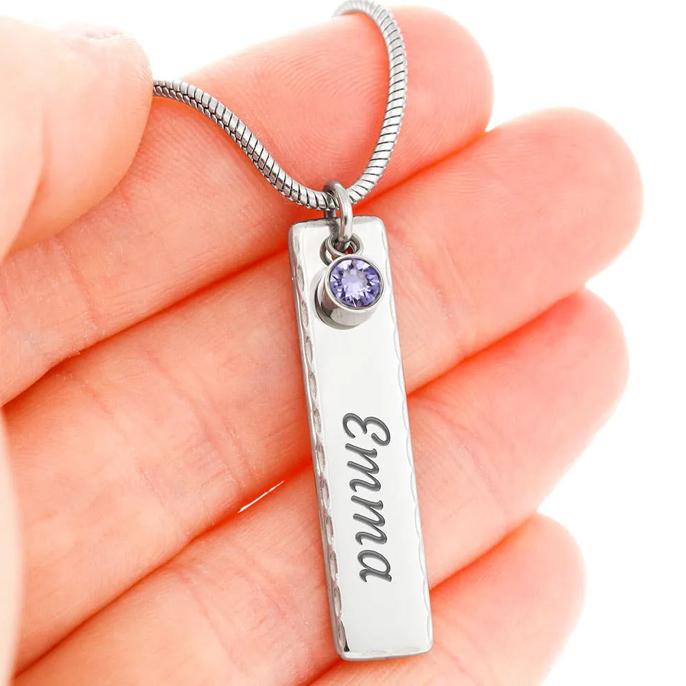 Birth Stone Name Necklace With Mother's Day Gift Wish Card