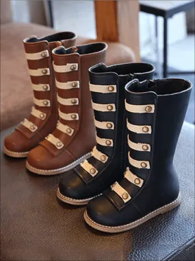 Black and Brown Military Style Boots By Liv and Mia