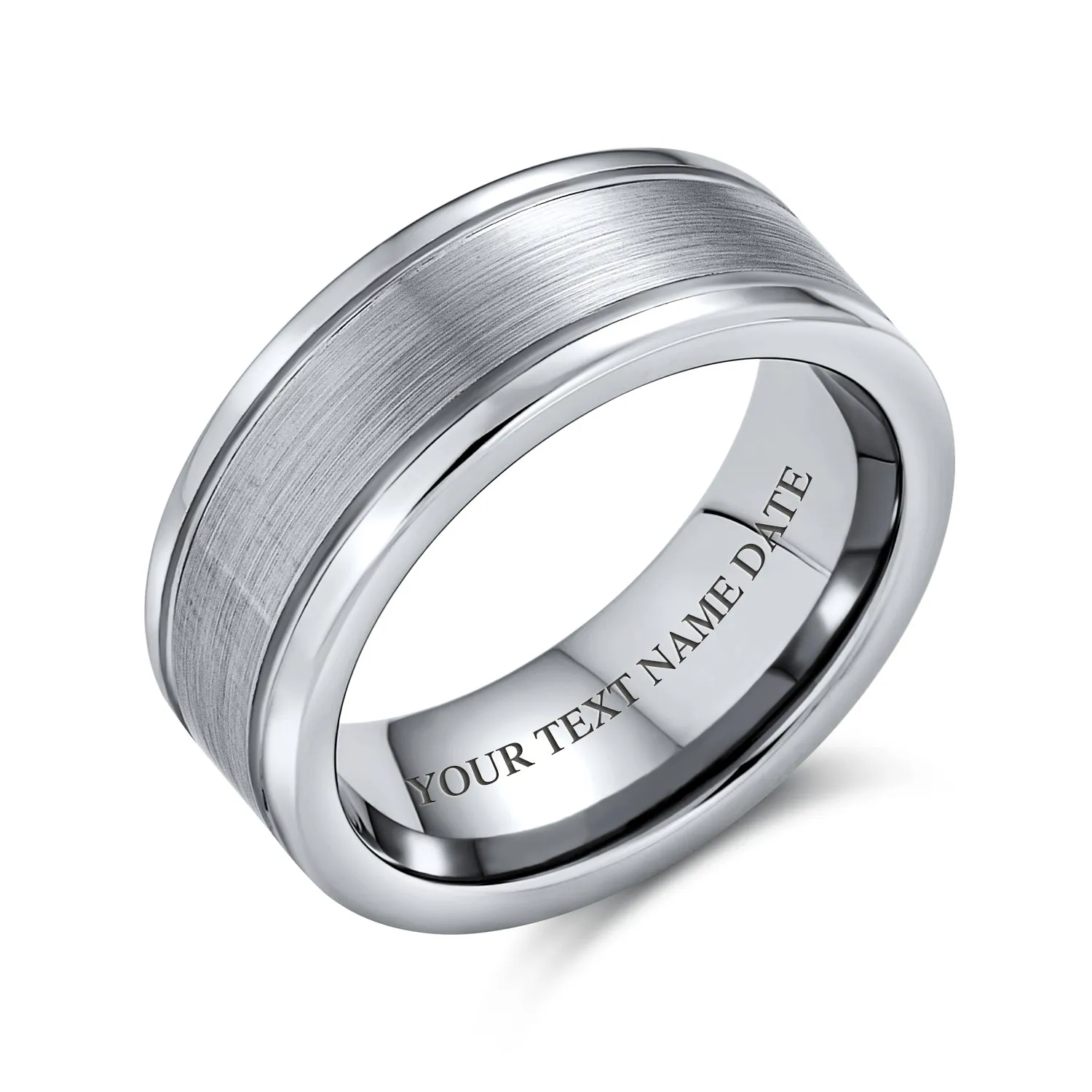 Black Silver Two Tone Stripe Wedding Band Titanium Ring For Men 6MM