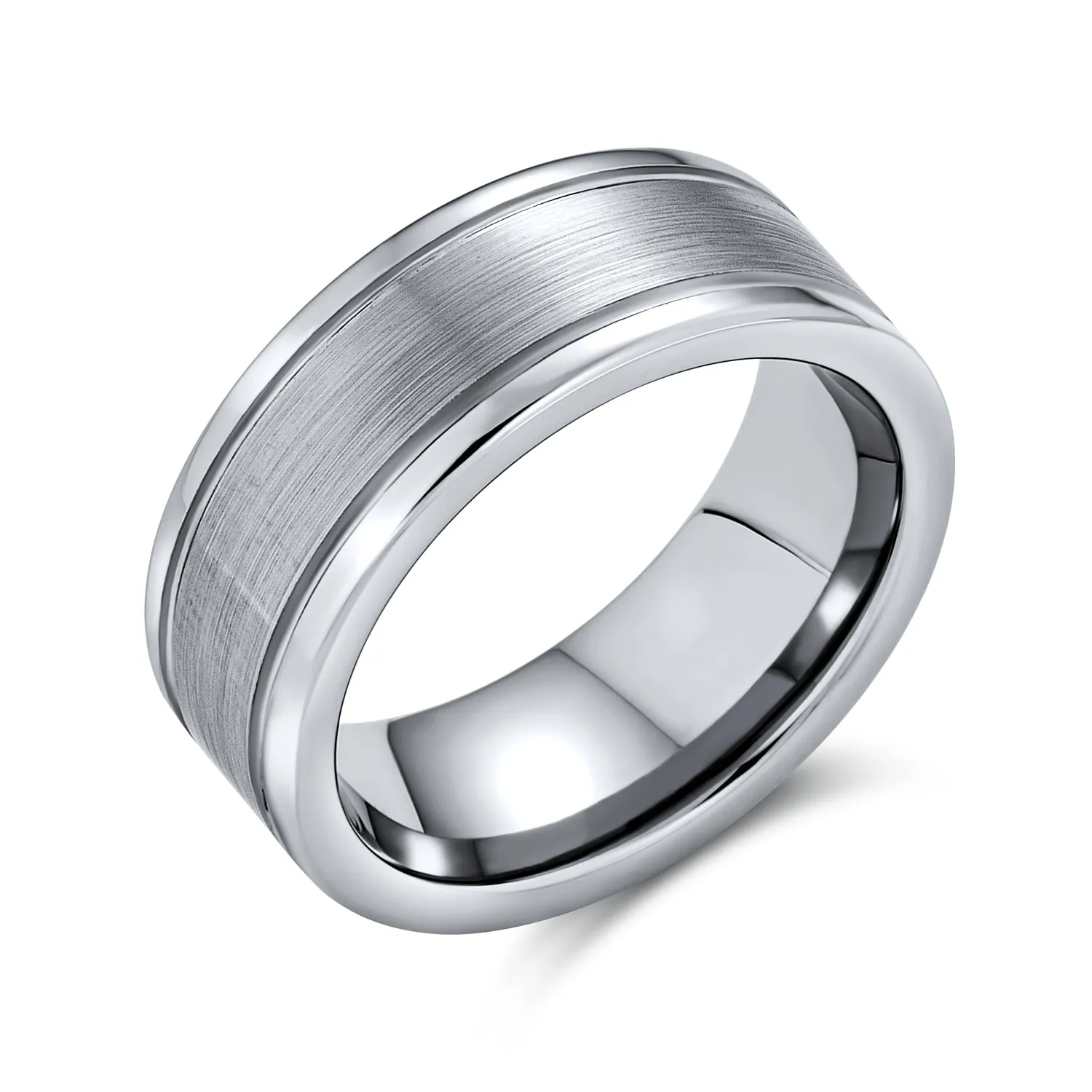 Black Silver Two Tone Stripe Wedding Band Titanium Ring For Men 6MM