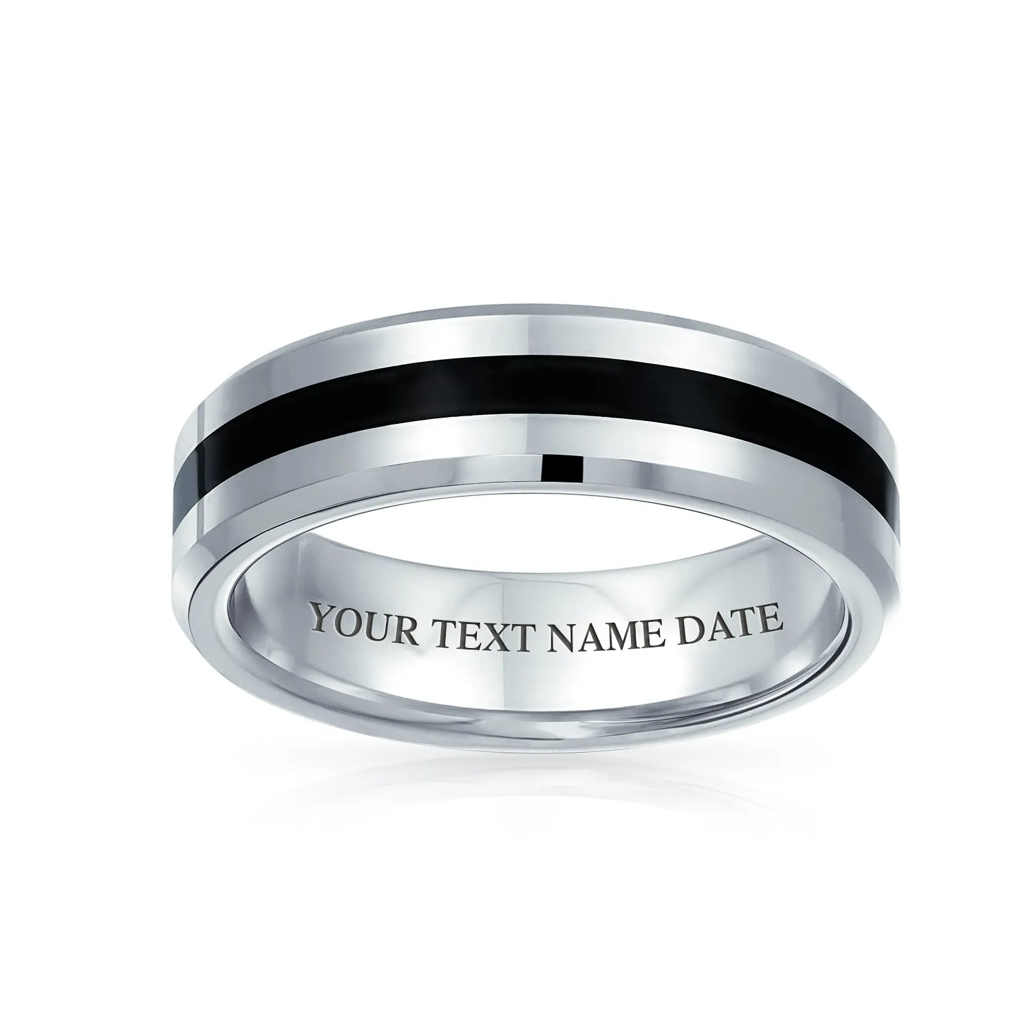 Black Silver Two Tone Stripe Wedding Band Titanium Ring For Men 6MM