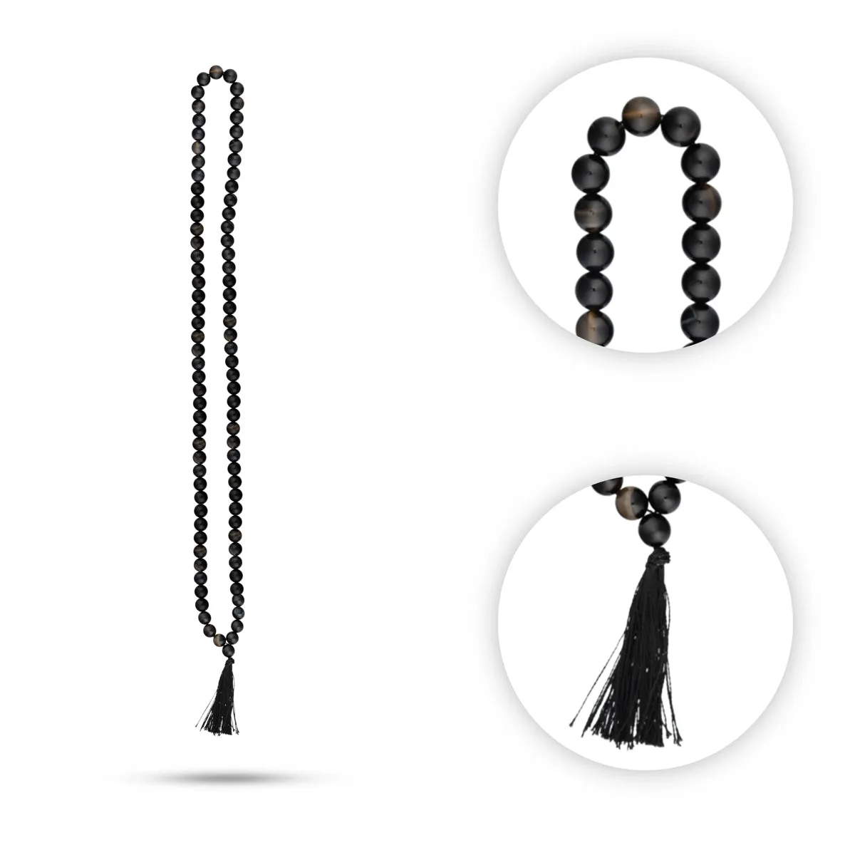 Black Sulemani Mala - 16 Inches | Sulemani Beads Mala/ Japa Mala for Men & Women