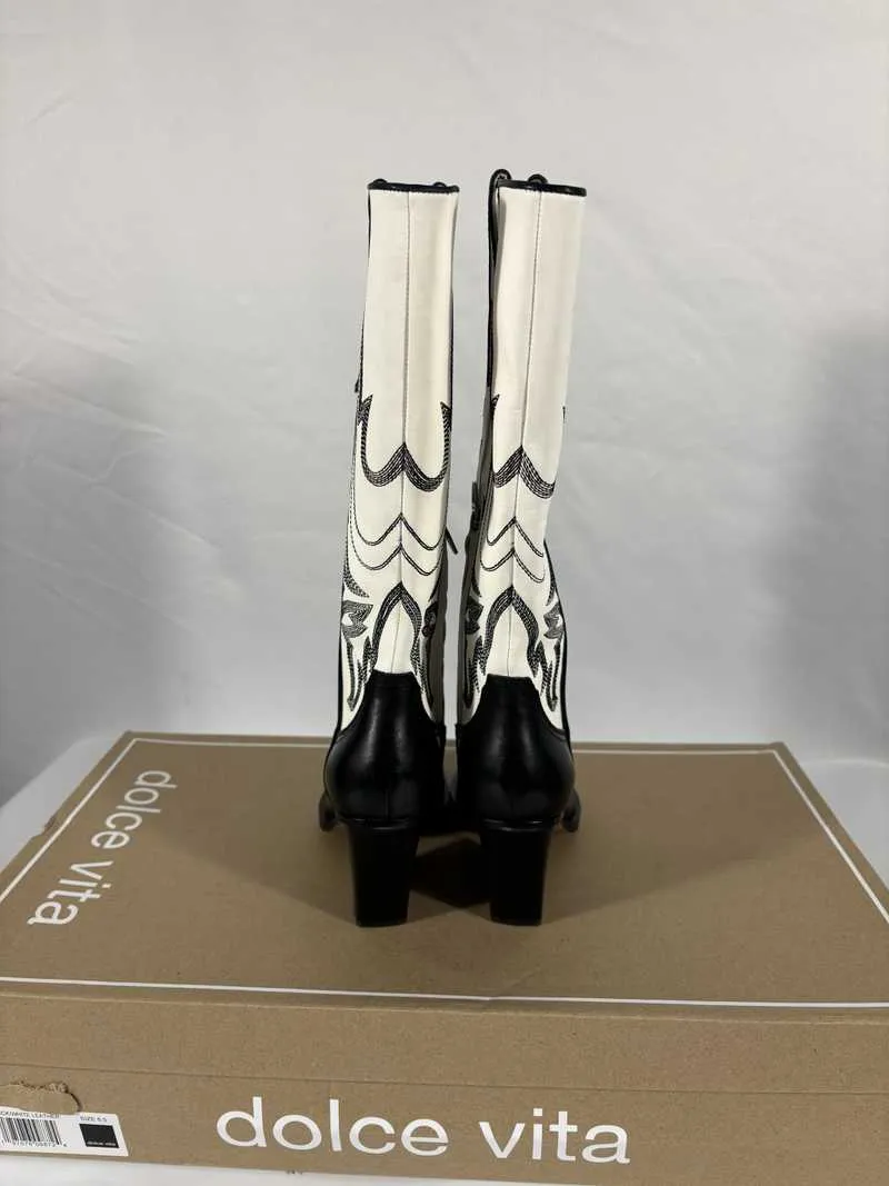 BLANCH BOOTS BLACK WHITE LEATHER - re:vita