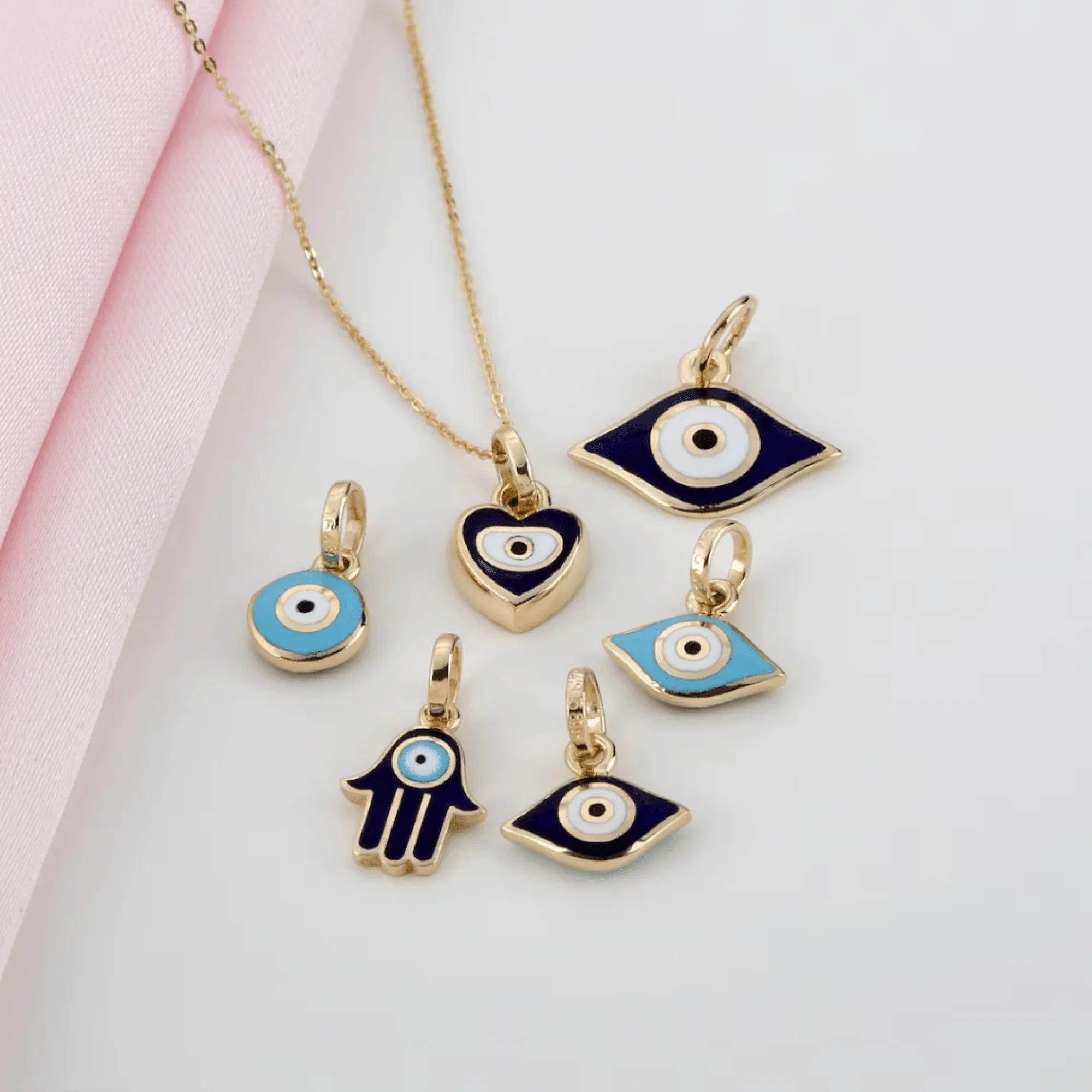 Bold Blue Enamel Evil Eye Charm, Lucinda