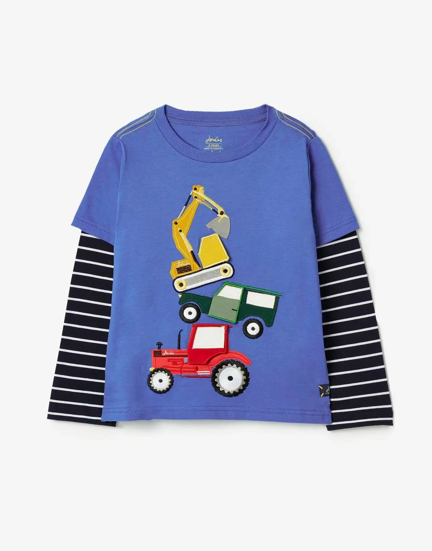 Boys' Chomp Long Sleeve Mock Layer Applique T-Shirt | Joules