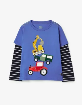 Boys' Chomp Long Sleeve Mock Layer Applique T-Shirt | Joules