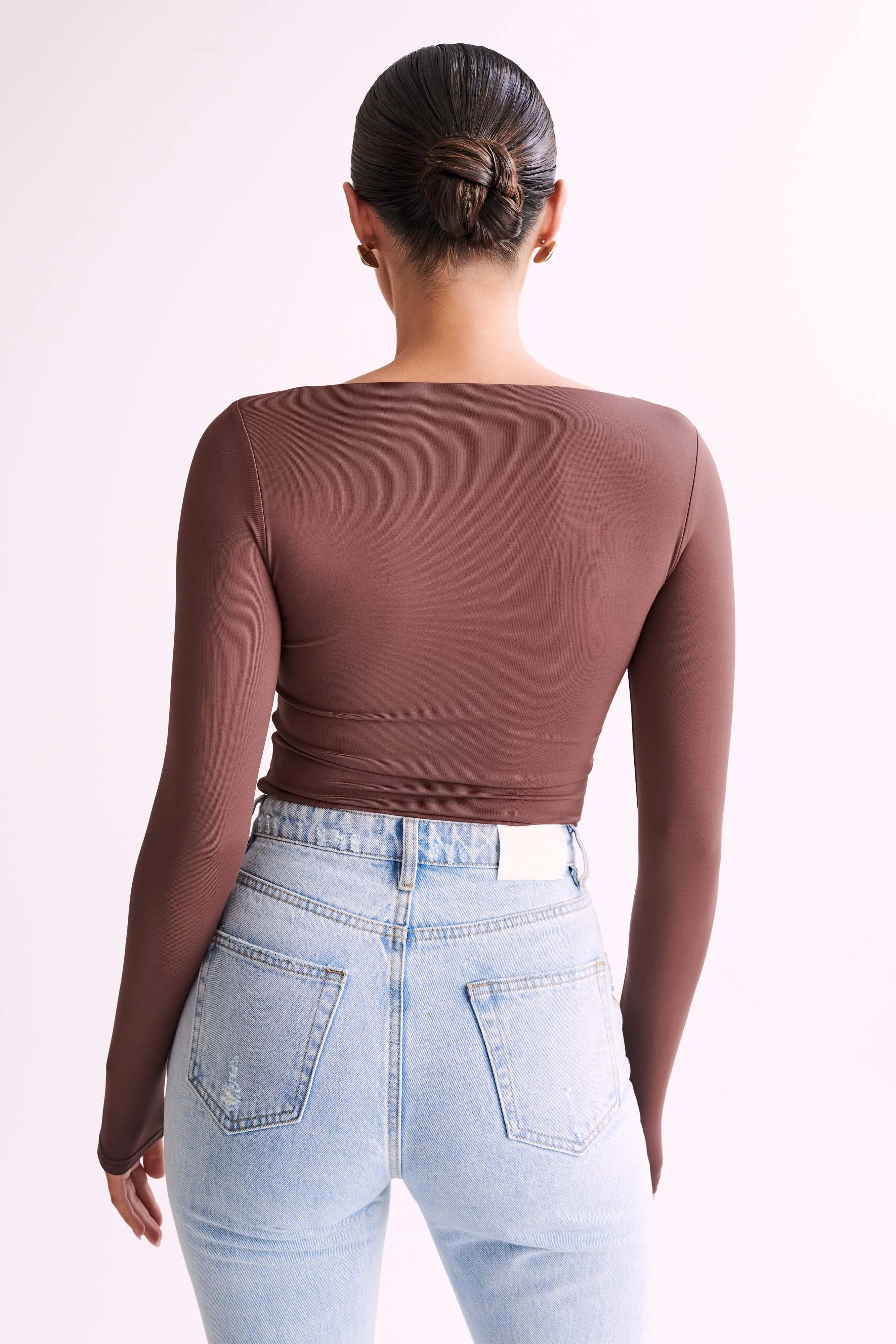 Bridget Recycled Nylon Long Sleeve Top - Mocha