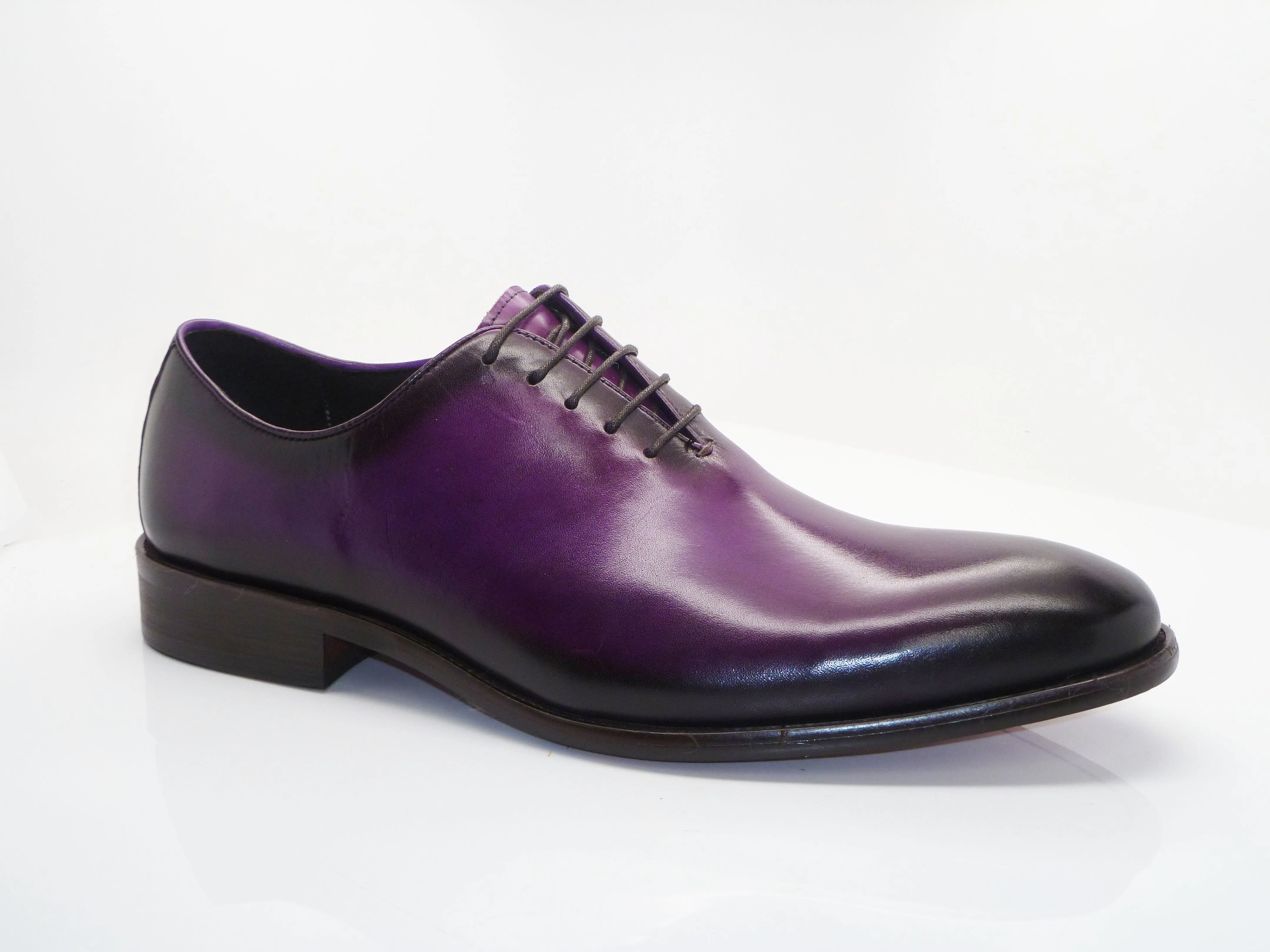 Burnished Calfskin Lace-Up Oxford Purple