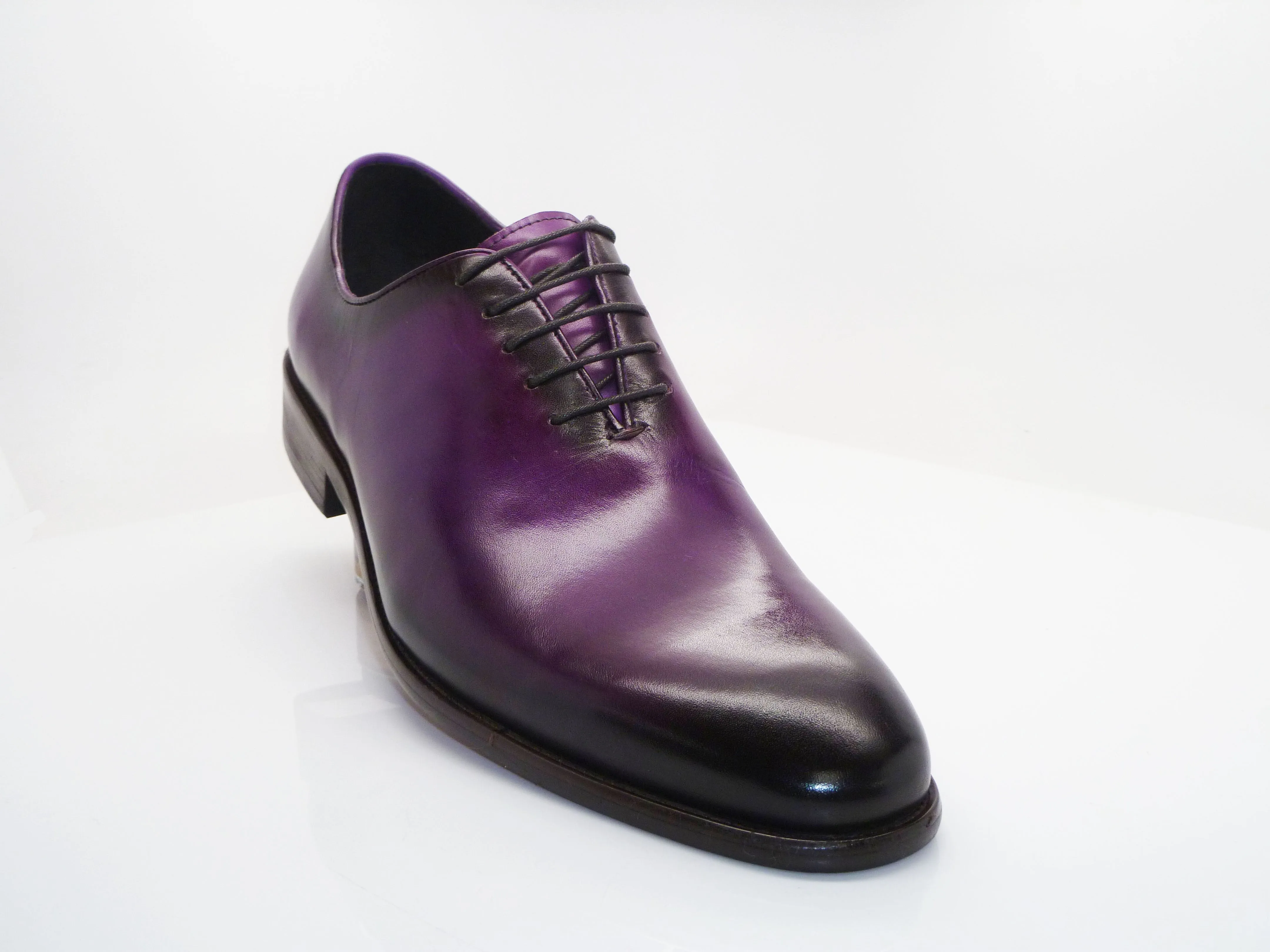 Burnished Calfskin Lace-Up Oxford Purple