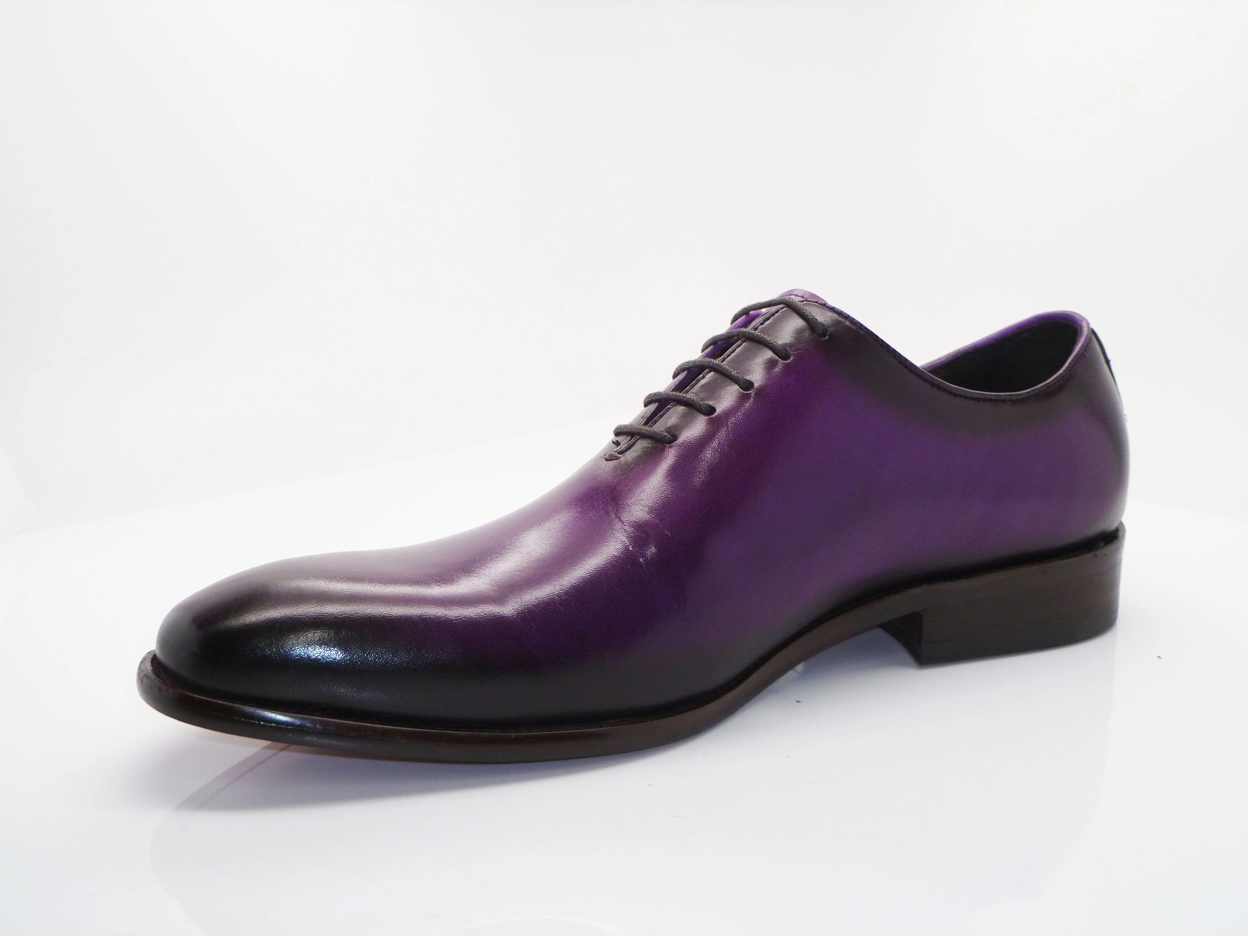 Burnished Calfskin Lace-Up Oxford Purple