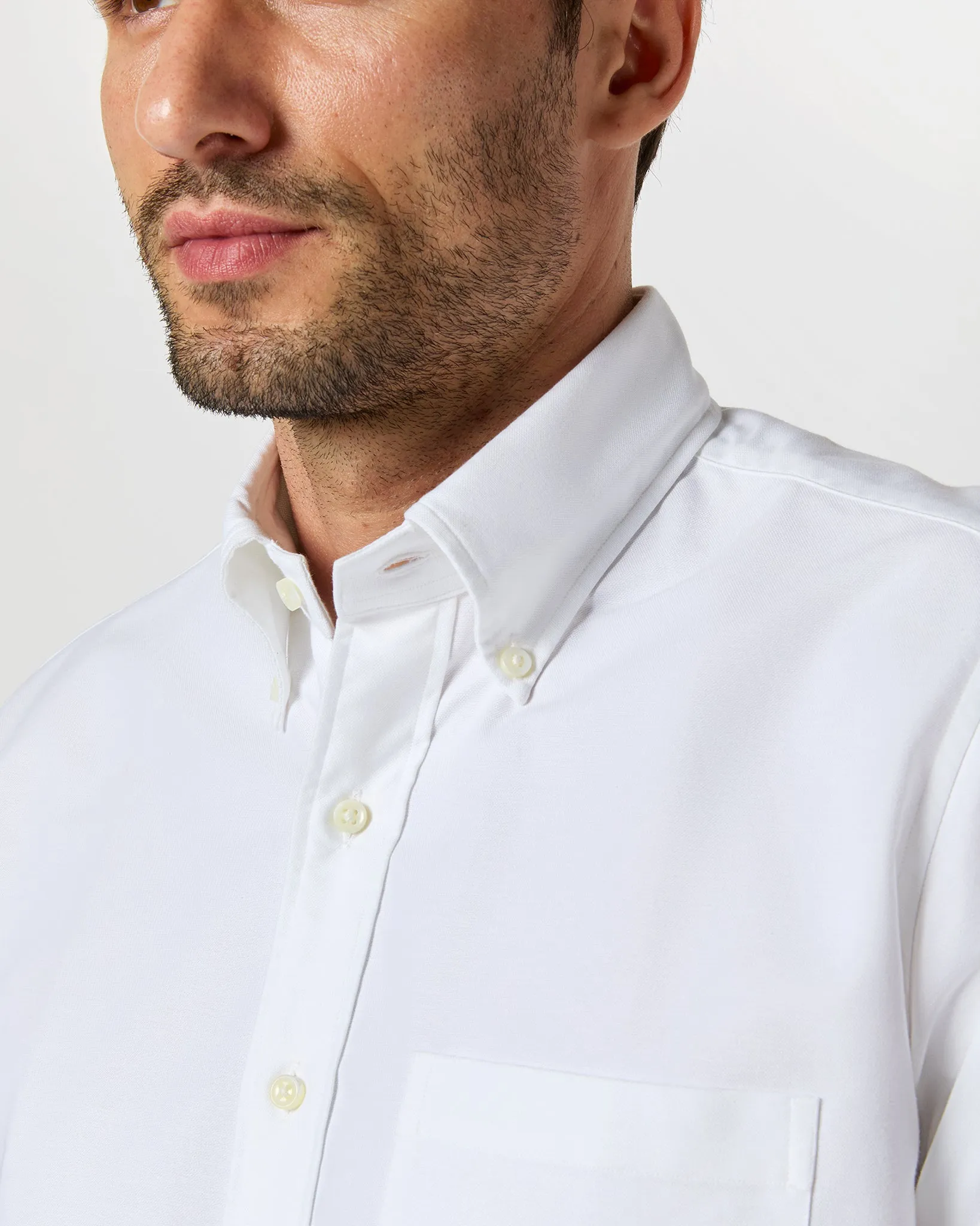 Button-Down Dress Shirt in White Oxford