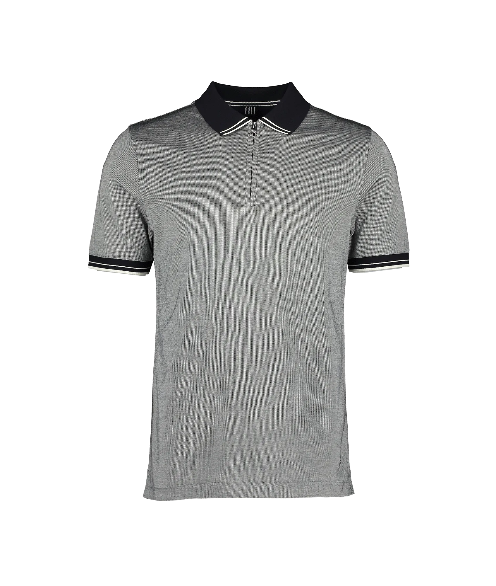 Bynoel Boxford Weave Zip Neck Polo SS - Navy