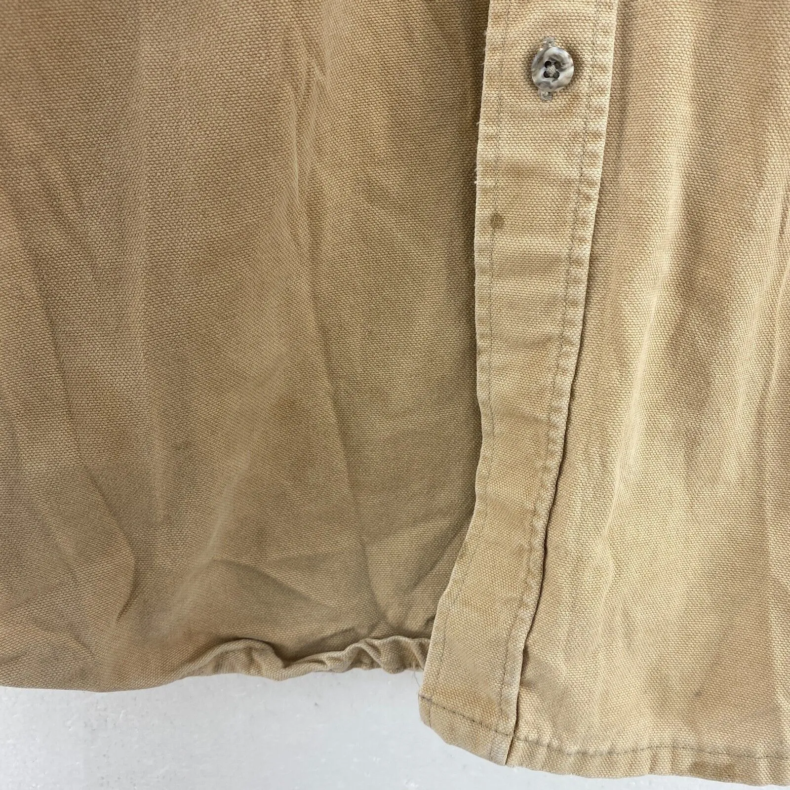 Carhartt Rugged Outdoor Workwear Tan Shirt Size L Button Up