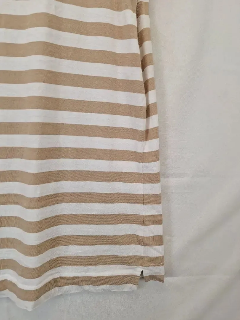 Ceres Life Latte Stripe Padded Shoulder Top Size L