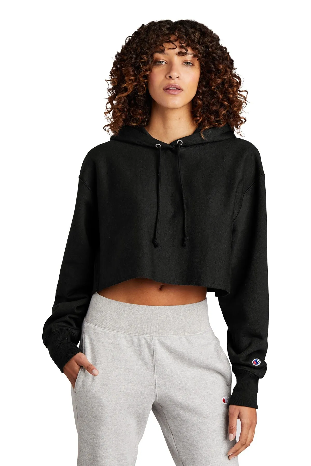 Champion Women's Reverse Weave Cropped Cut-Off Hooded Sweatshirt