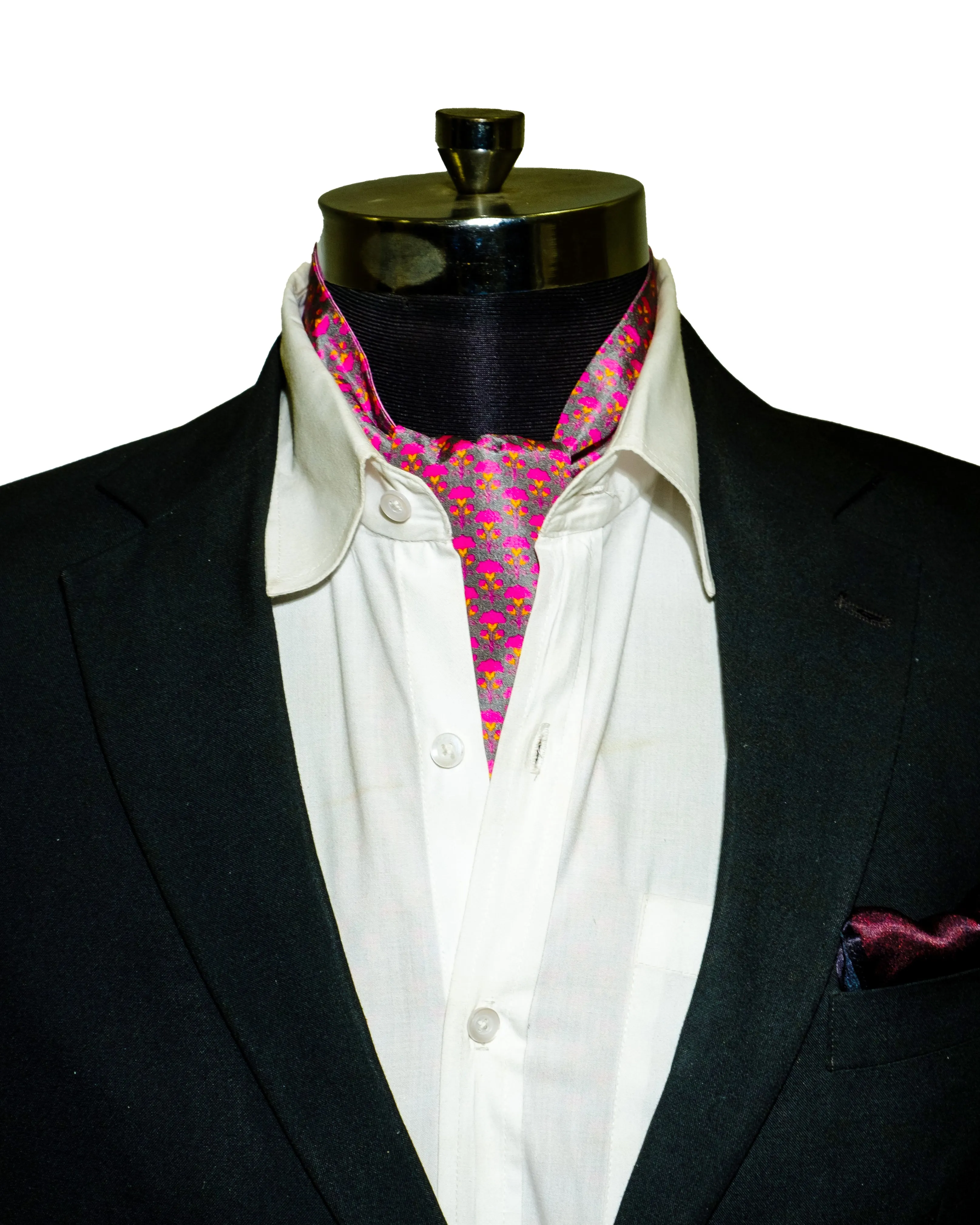 Chokore Magenta Floral Silk Cravat