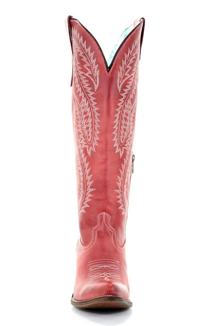 Corral Women's 15" Rioja Red Embroidered Tall Snip Toe Western Boot