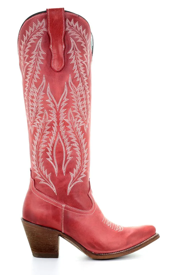 Corral Women's 15" Rioja Red Embroidered Tall Snip Toe Western Boot