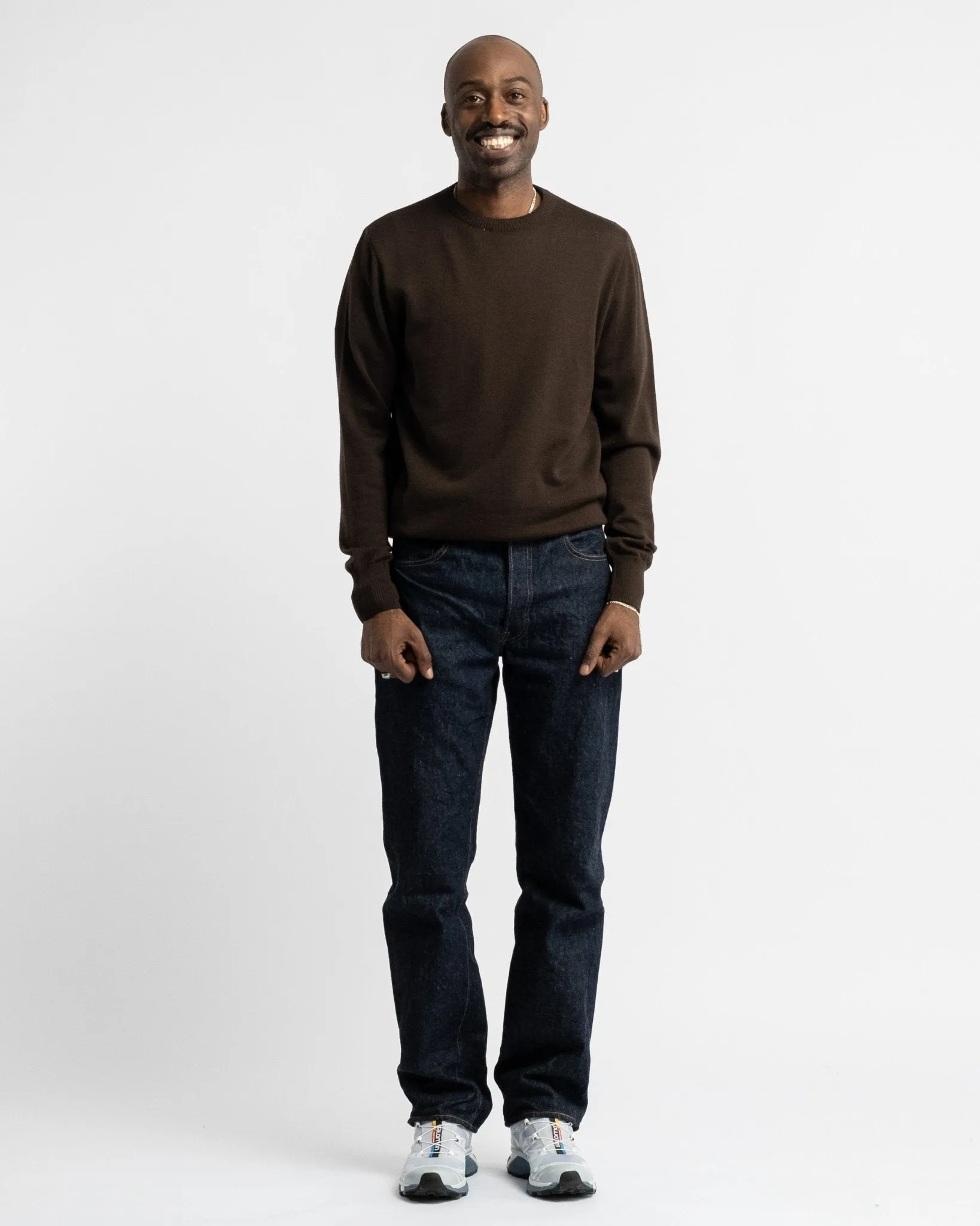 Crewneck Long Sleeve Merino Wool Brown