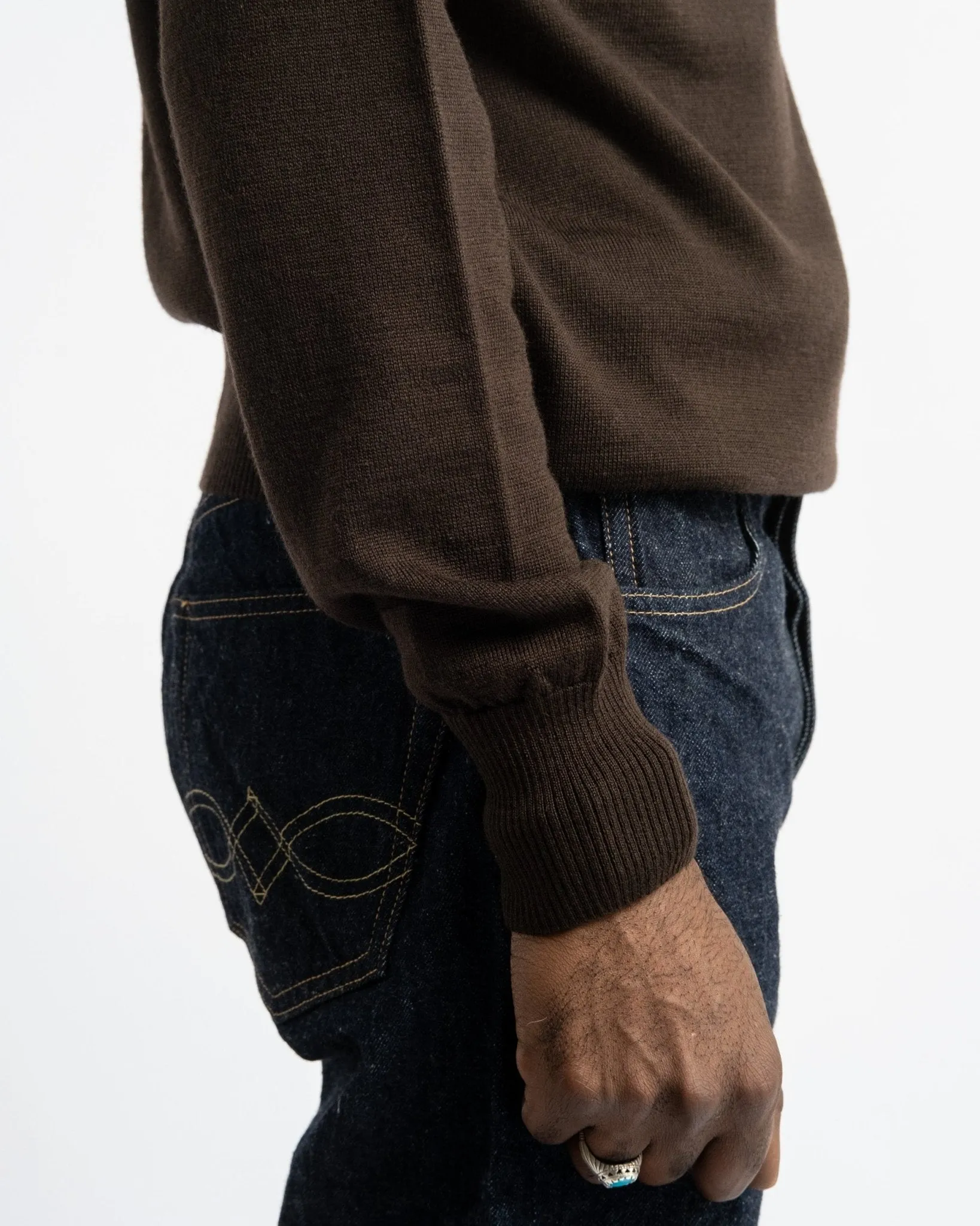 Crewneck Long Sleeve Merino Wool Brown