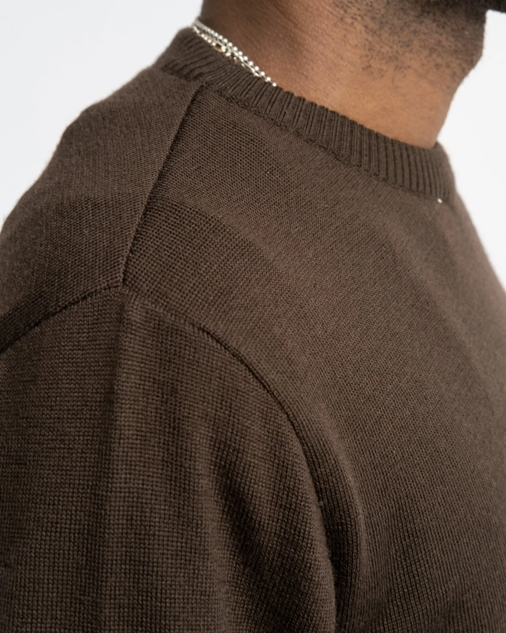 Crewneck Long Sleeve Merino Wool Brown