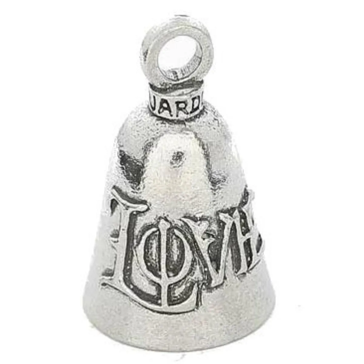 Daniel Smart Guardian Bell® Love/Hate Ambigram, Pewter, 1.5 x 1 in